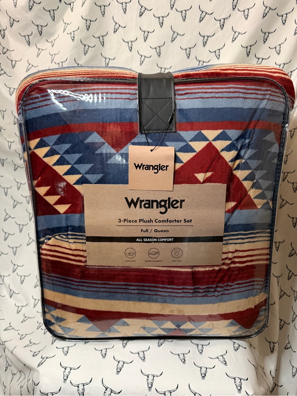 Wrangler Red, Blue & Cream Aztec-Style Travel Duffle